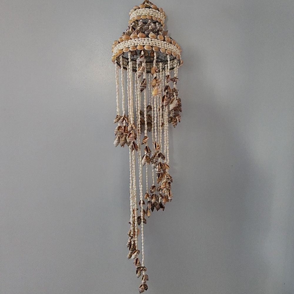 Vintage shell chandelier beach Florida boho